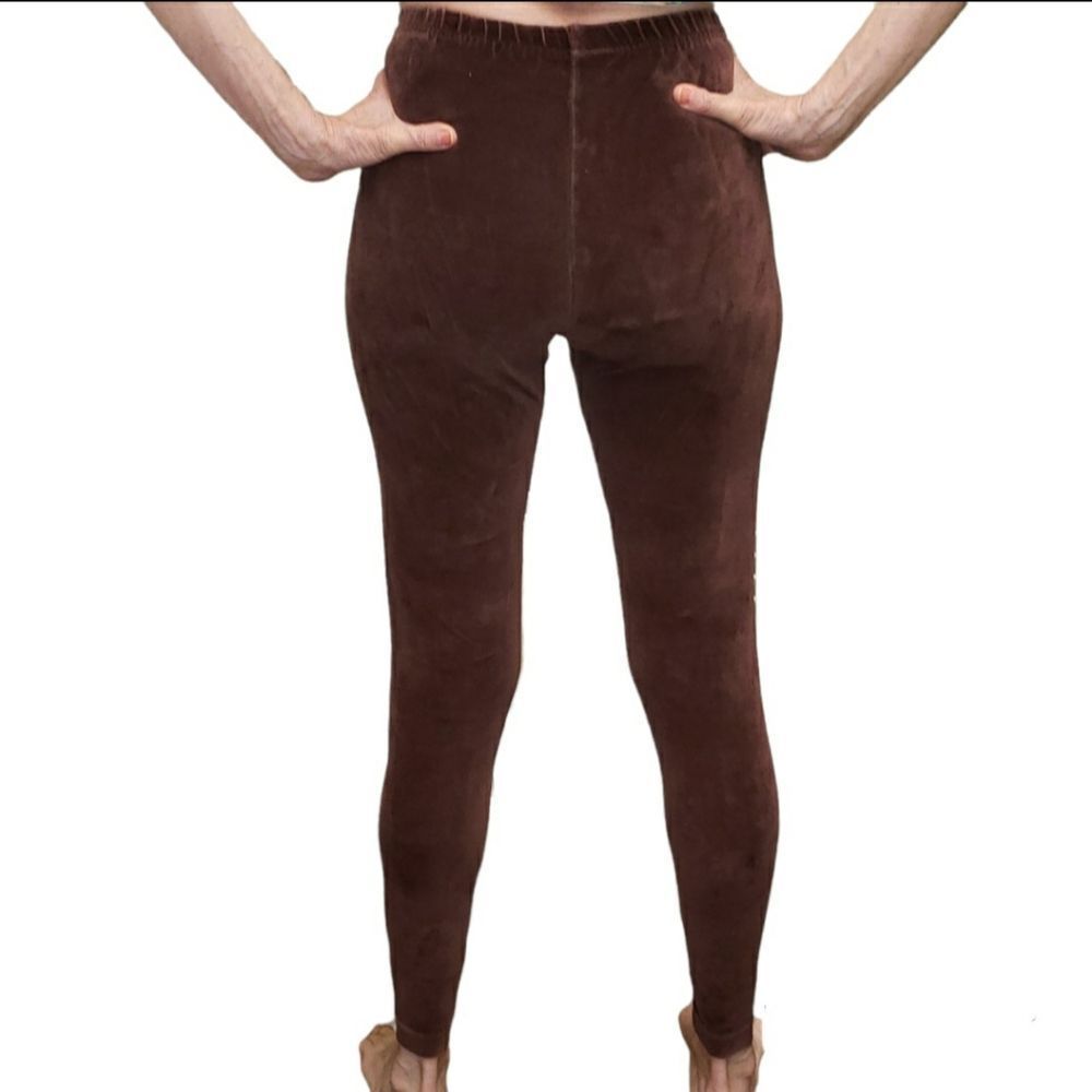 SOLD Vintage MODA Velvet Pants, Brown, High Waisted, S / XS - Picture 3 of 8